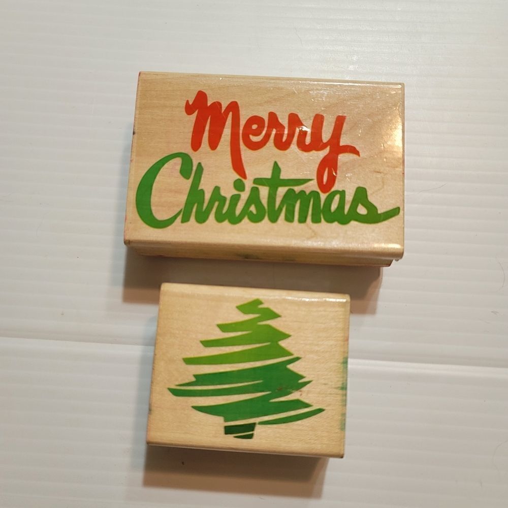 Rubber Stampede Christmas Stamps (2) Rubber Mount Used